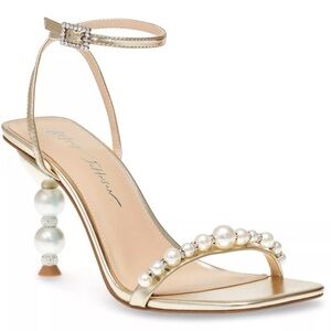 Betsey Johnson Gold Pearl-Adorned Heels